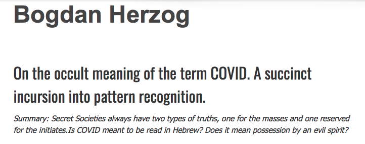 Bogdan Herzog - COVID or DIVOC ?